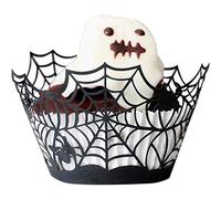 Wudaizhi 20 Pcs Spider Web Cupcake Wrapper Cake Baking Cups Decor for Halloween Party Decorations Supplies