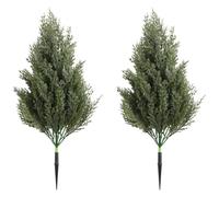 Wudaizhi 2pcs Artificial Topiary Tree with Ground Stake, Realistic Outdoor Fake Plants Bushes Shrubs, Decorative Garden Stake for Front Porch Yard Xmas Decor