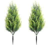 Wudaizhi 2pcs Artificial Topiary Tree with Ground Stake, Realistic Outdoor Fake Plants Bushes Shrubs, Decorative Garden Stake for Front Porch Yard Xmas Decor