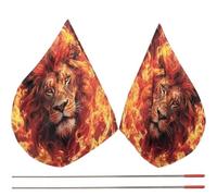 Wudaizhi 2pcs Flame Pattern Dance Flag with Telescopic Rod Consuming Fire Worship Flag Chiffon Praise Flag for Church Dance