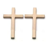 Wudaizhi 2pcs Handmade Wooden Crosses, Religious Prayer Hands Holding Wooden Cross, Religious Charm Necklace Pendant Making, Crucifix Jesus Christ Ornaments