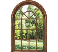Wudaizhi 3d Wall Stickers Fake Window Wall Stickers,Arched Garden Scenery View Window Decals Landscape Wall Sticker,Removable, Nature Style