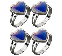 Wudaizhi 4 Pcs Mood Ring for Women Girls Adjusable Color Changing Ring Cute Heart Temperature Control Color Rings Jewelry Gift for Women Men