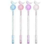 Wudaizhi 4 Pieces Butterfly Sequin Gel Pen Gel Ink Rollerball Pen, 0.5mm Black Ink, Cute Cartoon Design Writing Pens for Kids Teens Girls School Supplies Gift