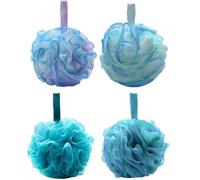 Wudaizhi 4pcs Bath Shower Scrub Exfoliating Body Brush Pouf Scrubber Sponge Ball Mesh Bath
