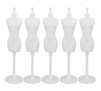 Wudaizhi 5pcs Dress Mannequin Model Clothing Display Stand Miniature Sewing Clothes Show Support Holder for Home Shop Baby Girl White