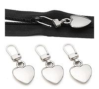 Wudaizhi 5pcs/set Metal Zipper Sliders Puller Heart Shape Detachable Replacement Diy Zip Pull for Repair Craft accessories