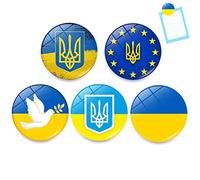 Wudaizhi 5pcs Ukrainian Flag Fridge Magnet 25mm Round Support Ukraine National Flag Glass Magnetic Refrigerator Sticker Peace Decal