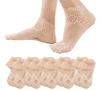 Wudaizhi 6 Pairs Lace Warmer Socks No Show Frilly Socks Comfortable Ruffle Socks for Women Non Slip Short Ankle Socks Multicolored Warm Socks for Winter