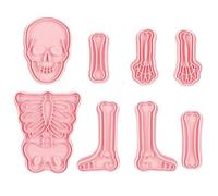 Wudaizhi 8pcs Cartoon Human Bone Shaped Cookie Cutter, Halloween Puzzle Fondant Biscuit Mold Body Skull Shape Funny Cookie Cutter for Baking and Crafts