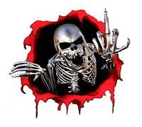 Wudaizhi Car Sticker 3d Skull Badge Horror Bullet Hole Shape Self-adhesive Flower for Car and Motorcycle Decoration