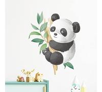 Wudaizhi Cute Panda Removable Wall Stickers Self-adhesive Home Decor Art Decals for Kids Bedroom Decoration Mural Posters
