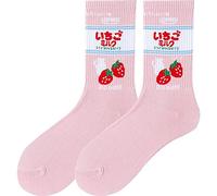 Wudaizhi Cute Print Socks Milk Strawberry Socks Japanese Harajuku Style Student Sock Kawaii Cartoon Socks for Girl Women