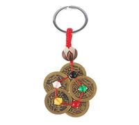 Wudaizhi Five Elements Copper Coin Chinese Feng Shui Ancient Coin Keychains Good Luck Fortune Jewelry Gift for Women Men