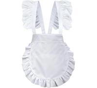 Wudaizhi French Maid Apron, Adjustable White Retro Ruffle Maid Costume Apron, Kitchen Restaurant Women Aprons, Half Waist Maid Apron Maid Costume Accessory Cosplay Prop