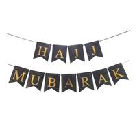 Wudaizhi Hajj Mubarak Bunting Banner Eid Mubarak Banner Garland Flag Ramadan Party Supplies Muslim Islam Party Home Mantel Fireplace Decoration