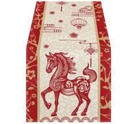 Wudaizhi Horse Chinese New Year 2026 Table Runner, Winter Kitchen Dining Table Decoration for Home Party Decor