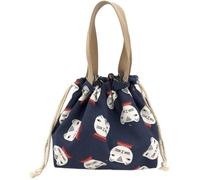 Wudaizhi Japanese Style Canvas Lunch Bag Reusable Lunch Bento Pouch Portable Cute Lunch Boxes Pouch with Drawstring for Picnic