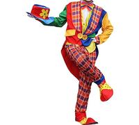 Wudaizhi Men's Clown Circus Carnival Fancy Dress Costume Halloween Adult Funny Circus Clown Cosplay Costumes Set for Men Women