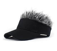 Wudaizhi Men's Novelty Spiked Hair Visor Sun Funny Golf Hats Fake Wig Peaked Adjustable Baseball Caps - Grey