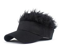 Wudaizhi Men's Novelty Spiked Hair Visor Sun Funny Golf Hats Fake Wig Peaked Adjustable Baseball Caps - Black