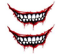 Wudaizhi Motorcycle Helmet Sticker 2pcs Devil's Teeth Car Styling Decals Diy Self Adhesive Sticker for Motorbike Decoration