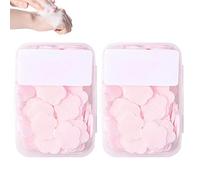 Wudaizhi Portable Disposable Paper Soap Confetti Cleaning Washing Hand Bath Toiletry Paper Soap Sheets Petals Soap Flakes with Storage Box for Kitchen Toilet Outdoor Travel