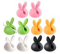 Wudaizhi Rabbit Cable Clips 10pcs Desktop Cute Bunny Cable Holders Cable Management Adhesive Drop Wire Holder for Office Table Desk Wall Car