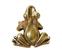 Wudaizhi Retro Copper Small Cute Frog Figurines Miniature Desktop Ornament Decorations Accessories Metal Brass Animal Tea Pet Decors
