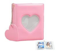Wudaizhi Solid Color 3-inch Photo Album Album Hollow Photocard Holder with Heart Pendant Kpop Idol Cards Collect Book Album
