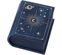 Wudaizhi Vintage Magic Book-shaped Ring Box Starry Pattern Pu Leather with Magnetic Closure for Proposal Engagement Gift
