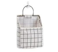 Wudaizhi Wall Hanging Storage Bag, Waterproof over the Door Closet Organizer with Metal Frame, Stylish Hanging Pocket Linen Cotton Pouch Box Containers for Bedroom Bathroom Desktop