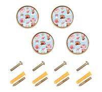 Wudan 4 Pack Cabinet Hardware Knobs 1.26"(32mm) Dresser Drawer Pulls for Dresser Drawers Valentine Red Panda Heart Romance