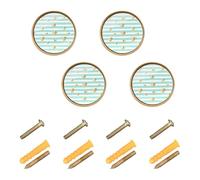 Wudan 4 Pack Cabinet Knobs 1.26 Inch Wall Knobs for Hanging for Wardrobe Hearts Mint Green Stripes