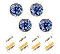 Wudan 4 Pack Cabinet Pulls and Knobs 1.26" Cabinet Knobs Gold for Door,Drawers Safaris Delphinium Navy Blue