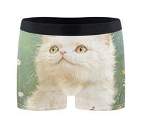 Wudan Art Selkirk Rex Cats Green Men's Boxer Brief Short Leg Underpants for Running S, Art Selkirk Rex Cats Green, M