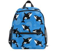 Wudan Backpack for Kids Kindergarten durables and Long-Lasting, Orca Killer Whale Blue, S, Casual