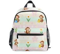 Wudan Backpack for Kids Kindergarten Resistant Clips, Cute Curious Monkey, M, Casual