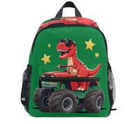 Wudan Backpack for Kids Preschool Spacious Storage | Red Dino Sunglasses T-rex Kids Backpack with Anti-Slip Chest Strap Whistle Preschool