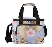 Wudan Cherry Blossom Cat Fabric printed picnic cooler 6mm EPE Foam Filled Office Students