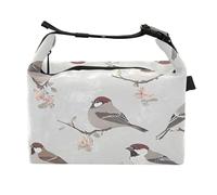 Wudan Cute House Sparrow Birds Lunch Box for Girls Adjustable Adult Cooler Lunch Bags for Gardening Workers