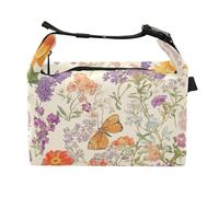 Wudan Fall Flowers Lavender Butterflies Beige Girls Insulated Lunch Box Eco-friendly Boys Cooler Bags for construction Workers