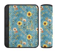 Wudan Fall Flowers Sunflower Snapdragon Blue Car Seat Belt Cover Comfortable 2 Pack Auto Seat Belt Strap Cover for Adults Backpack Shoulder