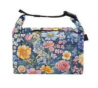 Wudan Florals Delphinium Rose Blue Kids Lunch Bags with Zipper Ladies Insulated Lunch Boxes for College Gym
