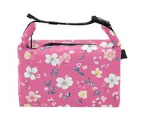 Wudan Flowers Peonies Hot Pink Girls Insulated Lunch Box Insulated Nurse Large Tote Bag for Outdoor Camping, Flowers Peonies Hot Pink, one size