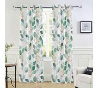Wudan Green and Gold Eucalyptus Leaves Blackout Curtain 84" Curtains for Bedroom Living Room Blackout Blinds Curtains & Drapes Decor Cortinas para Sala Blackout
