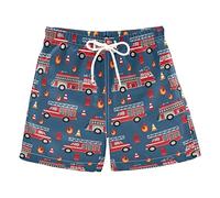 Wudan Hand Drawn Fire Trucks Boys Swim Trunks Toddler Swim Board Shorts Teens Kids Beach Vacation 3-16 Years, Hand Drawn Fire Trucks, 7 Years