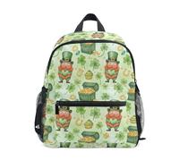 Wudan Mini Backpack for Boys with Pockets Children Kids Bookbags for Amusement Park, St.patrick's Day Gnomes Lucky, M