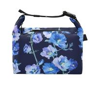 Wudan Nature Delphinium Navy Blue Lunch Bag for Boys with Handles Teen Large Lunch Tote for Office Workers