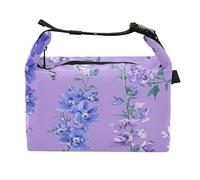 Wudan Nature Delphinium Purple Boys Lunch Boxes Reusable Boys Lunch Box Tote for Office Workers